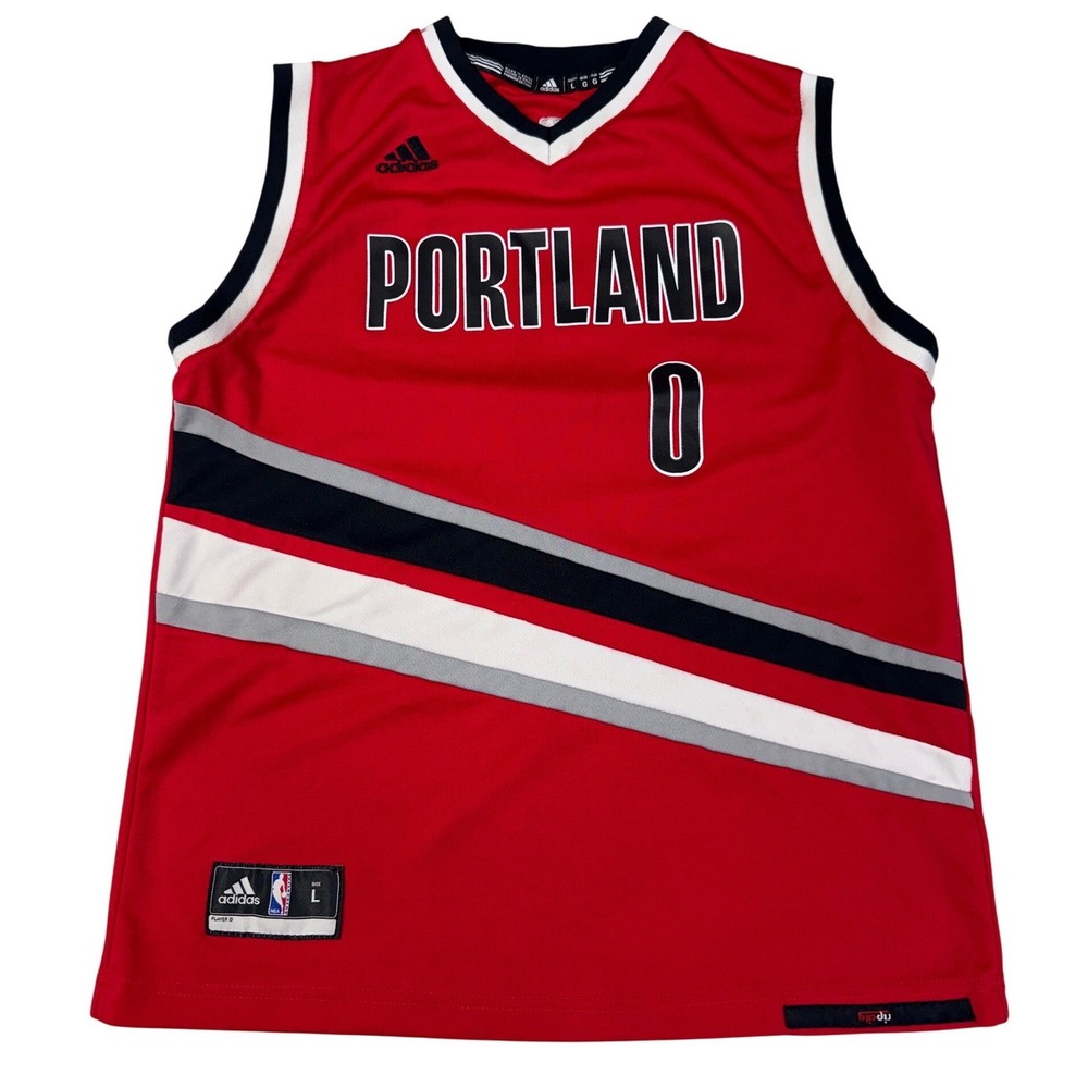 Adidas Damian Lillard Portland Trail Blazers NBA Jersey Red Mens Large 0 Lillard